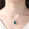 Rectangle Green Topaz Pendant 925 Sterling Silver Pendant Necklace Jewelry